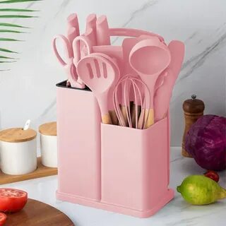 Набор кухонный принадлежностей 19 предметов розовый  Cookwadar 4071