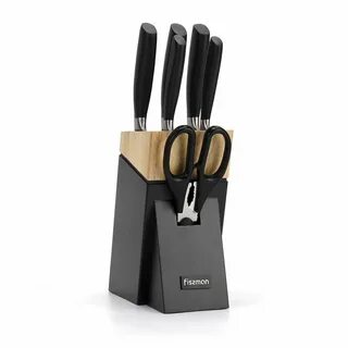 Набор ножей 8 предметов из нержавеющей стали и деревянной подставкой Cookwadar 6021