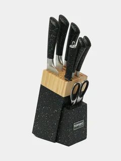 Набор ножей 8 предметов из нержавеющей стали и деревянной подставкой Cookwadar 6016