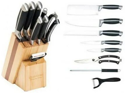 Набор ножей 8 предметов из нержавеющей стали и деревянной подставкой Cookwadar 6017