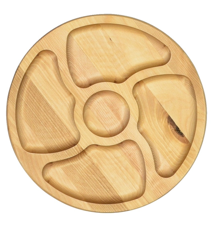 Менажница деревянная с пятью секциями (круглая)