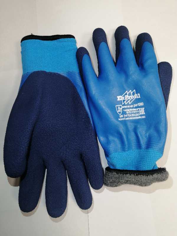 Перчатки синие обливные с начесом 3 (10 штук)