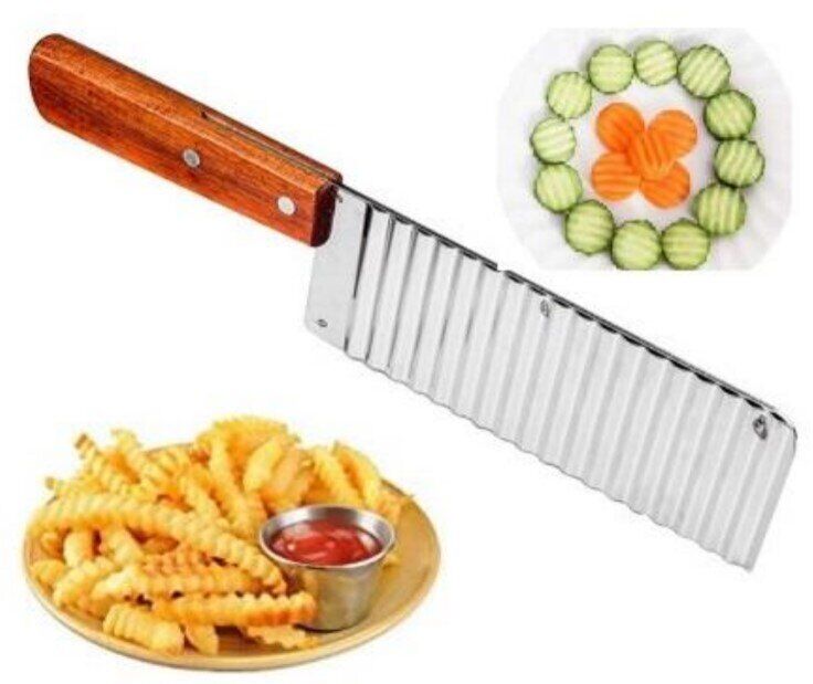Рифленый нож из нержавеющей стали для резки картофеля и овощей на блистере