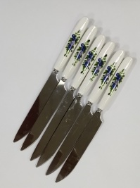 Нож столовый с керамической ручкой (синий),  (6 штук)