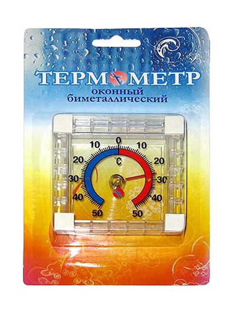 Термометр наружный на липучке квадрат