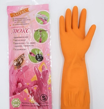 Хозяйственные перчатки резиновые ЛЮКС (размер М)