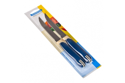Кухонный нож лазер син.руч.Трамонтина 12шт/блист.(Бразилия 529/215)цена за 1шт