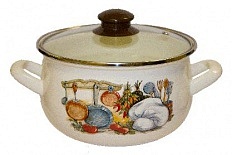 Кастрюля эмалированная со стеклянной крышкой КУХНЯ 3,1л.