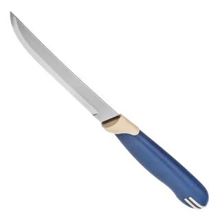 Кухонный нож гладкий с синей ручкой корейский