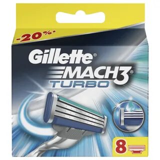 Бритва с новым лезвием Mach3 Gillette TURBO 8шт