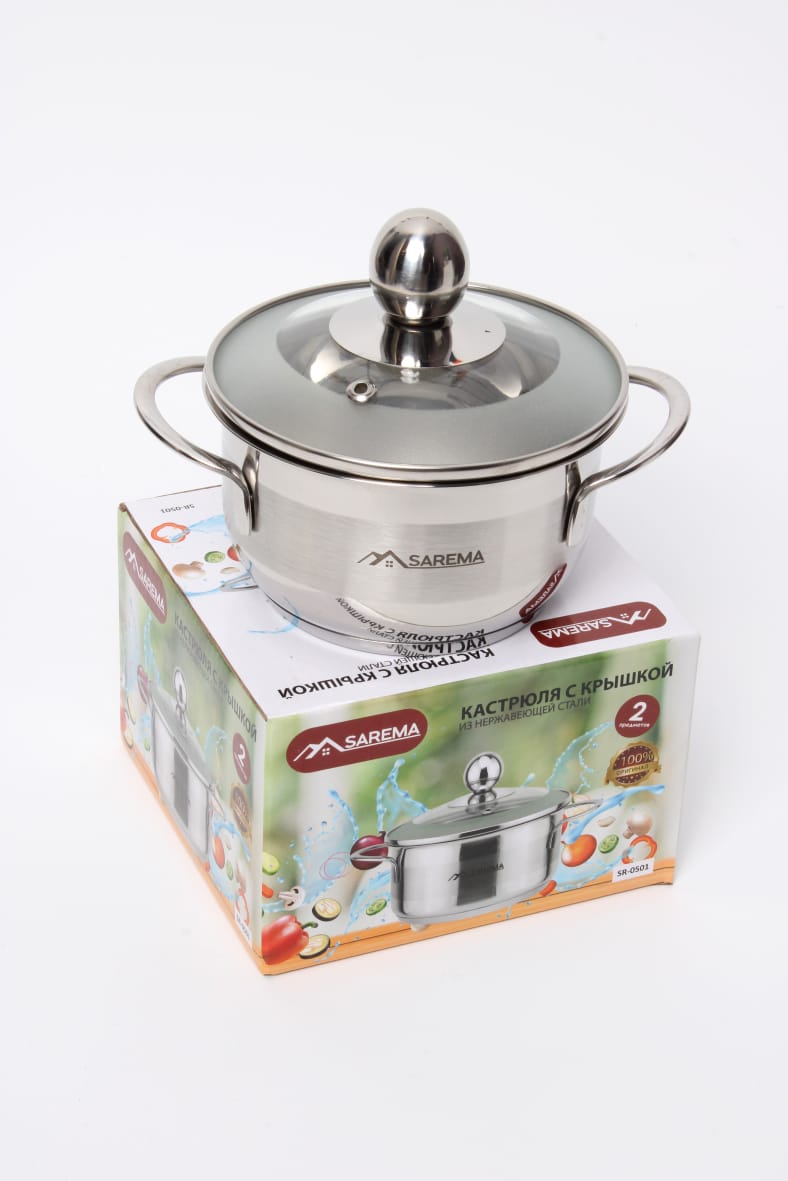 Кастрюля из нержавеющей стали с крышкой SAREMA 0.8L