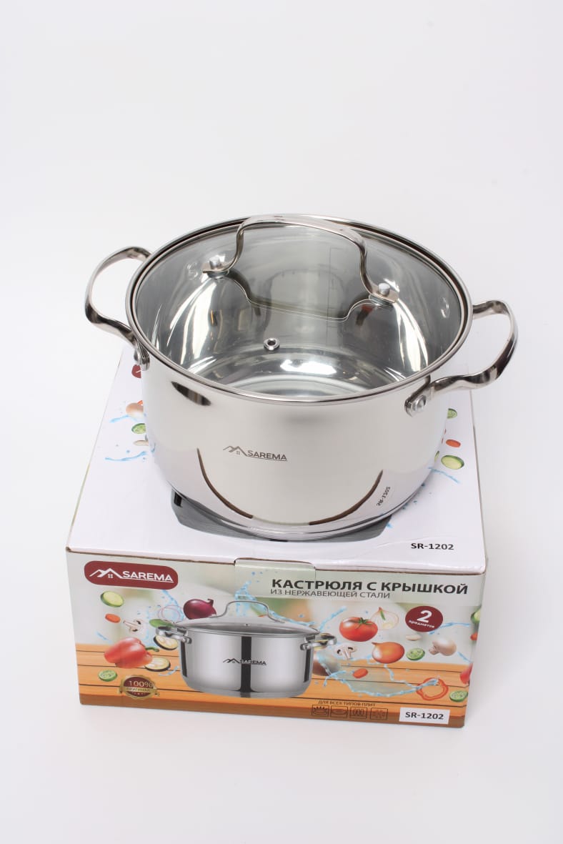 Кастрюля из нержавеющей стали с крышкой SAREMA 4L