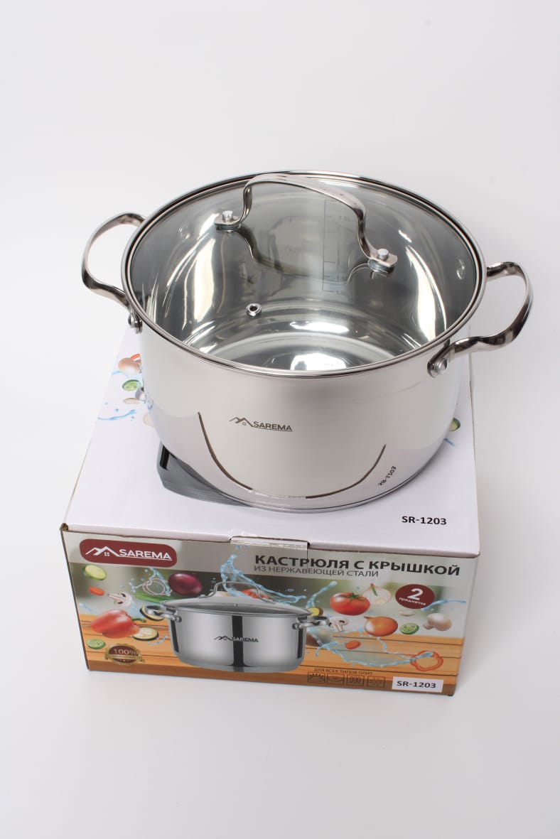 Кастрюля из нержавеющей стали с крышкой SAREMA 5L