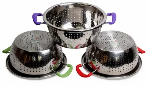 Дуршлаг из нержавейки силиконовая ручка 32см