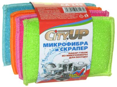 Губки для посуды CiyUP из микрофибры  (4 штуки) - СА-311