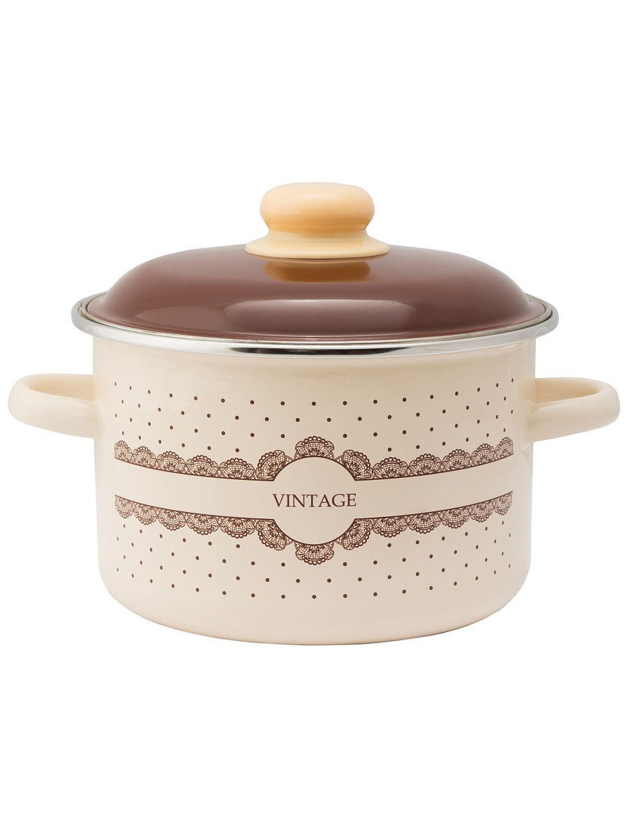 Кастрюля эмалированная цилиндрическая  Vintage 5,5л. -  ТМ Appetite