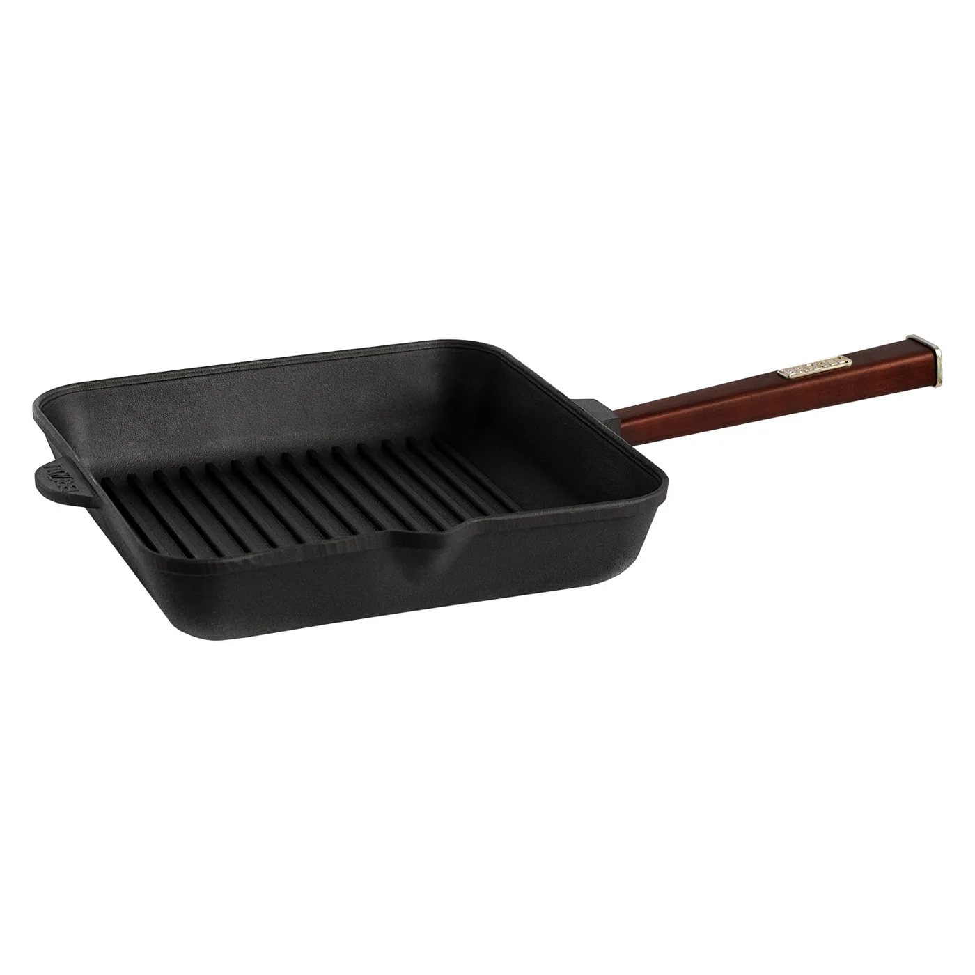 Сковорода-гриль  чугунная квадратная с деревянной ручкой 26см. (коричневый) -   TM BRIZOLL