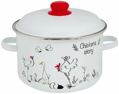 Кастрюля эмалированная цилиндрическая CHICKEN`S STORIES 4л.